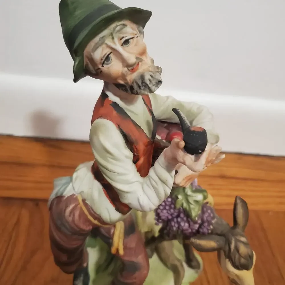 Vintage Ceramic Man & Donkey Figurine 11